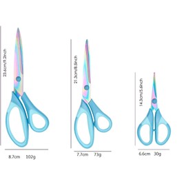 HIGHROCK Premium Tailor Scissors Titanium Soft Grip Sewing Scissors Set for Fabric Leather Dressmaking Crafting household sewing scissors set(1 Set of 3) (Blue)