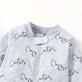 HOOGRIN Baby Girls Boys Zip Front Romper Jumpsuit,Gray Cute,3-6M