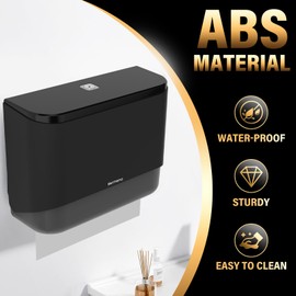 Bertreno Paper Towel Dispenser Wall Mount Multifold/Trifold/C Fold Paper Hand Towel Dispenser Bathroom Commercial Hand Paper Towels Dispensers Adhesive Black