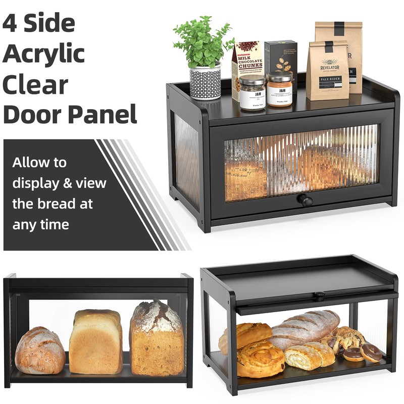 BAMBANG Bamboo Bread Box for Kitchen Countertop, Extra Large Farmhouse