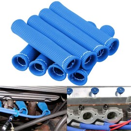 8pcs 2500° Spark Plug Wire Boots Heat Shield Cover Wire Boots Wrap Protector Sleeve For LS1/LS2 SBC BBC 350 454 Car Truck (Blue)