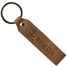 ANKERPUNKT Best Grandpa Leather Keyring - Gifts for Grandpa for Birthday, Santa Claus, Christmas Gifts for Grandpa Gift Christmas - Dark Brown Made in Germany, dark brown, Classic