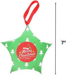 Needzo Green Christmas Gift Boxes, Decorative Ornament Shaped Box for Presents, Build it Yourself Container, 7 Inches (Pack of 25)