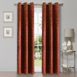 Superior Blackout Curtains, Room Darkening Window Accent for Bedroom, Sun Blocking, Thermal, Modern Bohemian Curtains, Leaves Collection, Set of 2 Panels, Rod Pocket - 42 in x 63 in, Antique Copper