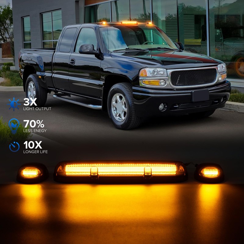 LED Cab Roof Marker Lights Compatible with Silverado Sierra 1500
