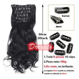 Extensiones De Pelo Ondulado Sintético 6pcs Mujeres                                                                                                   