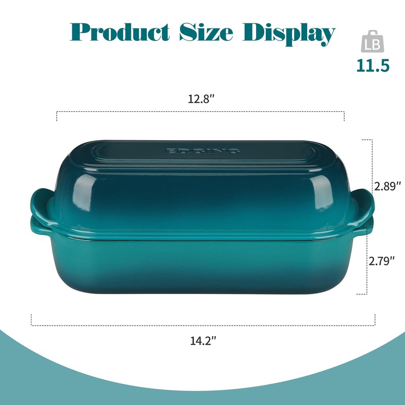 EDGING CASTING Enameled Cast Iron Loaf Pan with Lid, Dutch