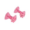 Pink Stripe Bow Rhinestone Sunflower Bobby Pin Set (4 Pcs)