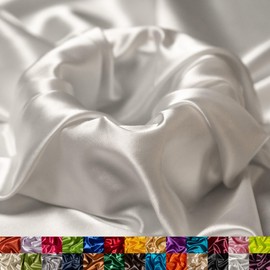 Ice Fabrics Stretch Charmeuse Satin Fabric by The Yard - 58/60” Wide Silky & Smooth Charmeuse Fabric by The Yard for Sewing Apparel, Dresses, Night Gowns, Tablecloths & More - White - 6Yards