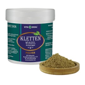 VITA IDEAL® Burdock - Root Powder 100 g - Arctium lappa - Burdock - Basket Flowers - Burdock Root - Daily Serving 960 mg Burdock Root Pure Powder - Includes Measuring Spoon