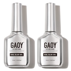 GAOY 2Pcs 16ml Gel Nail Glue for Acrylic Nails Tips, 2 in 1 Nail Glue and Base Coat, UV Light Cure