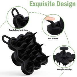 Cepillo de champú de silicona para el crecimiento del cabello, eliminación de caspa y cuidado húmedo y seco, cepillo exfoliante para el cabello con cerdas suaves para hombres y mujeres, color negro