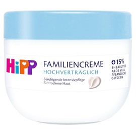 HiPP Highly compatible family cream, with shea butter, aloe vera and vegetable glycerine for dry skin, fragrance-free and hypoallergenic, for prone to eczema, 300 ml