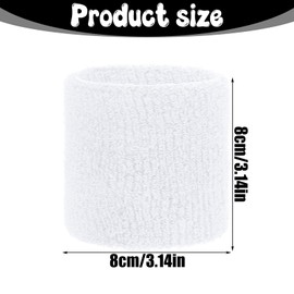 8Pcs Wrist Bands Tennis Wristbands, Wrists Sweatbands Sports Wristbands Absorbing Cotton Terry Cloths Arm Sweat Bands for Women Men, for Basketball, Running, Gym, Working Out(White)