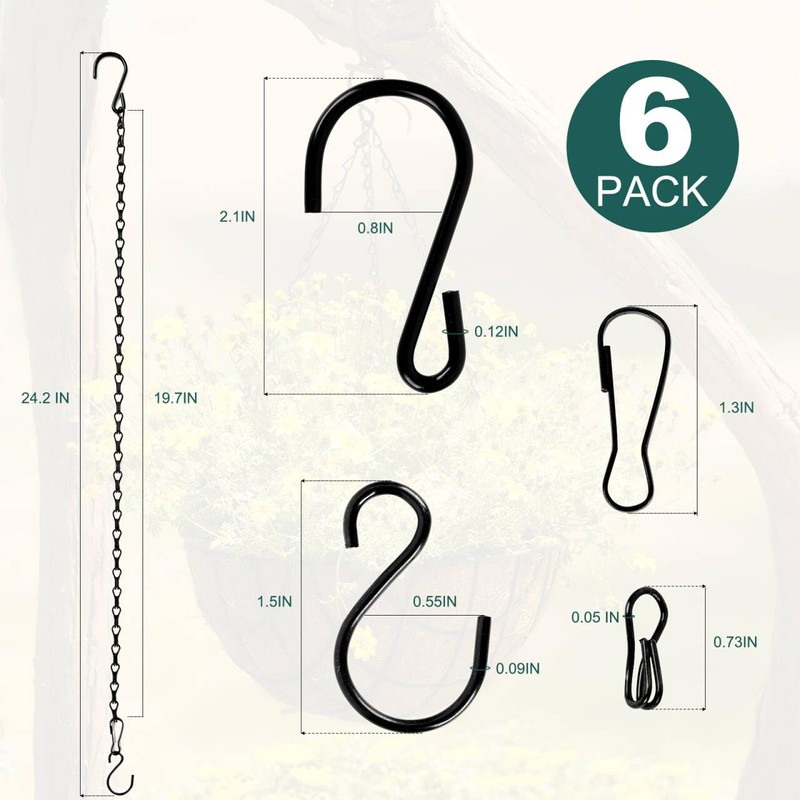 Urkupoo 6PCS Hanging Chains with S Hooks, 24.2IN Long Hanging