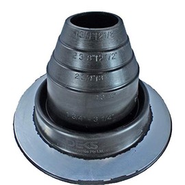 Dektite #2 Black EPDM Metal Roof Pipe Flashing, Round Base, Pipe OD 1-3/4" - 3-1/4"