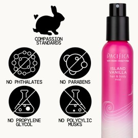 Pacifica Pacifica Hair Mist Perfume & Full Body Spray for Women - Island Vanilla Body Mist Fragrance w/Sugar, Vanilla & Sandalwood Clean Beauty Alcohol-Free, Vegan & Cruelty-Free, 5 oz