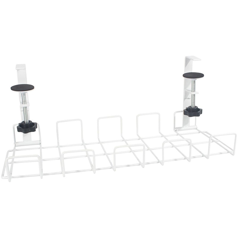 Callstel Cable Basket, Socket Holder & Organiser, Padded Clamps, White