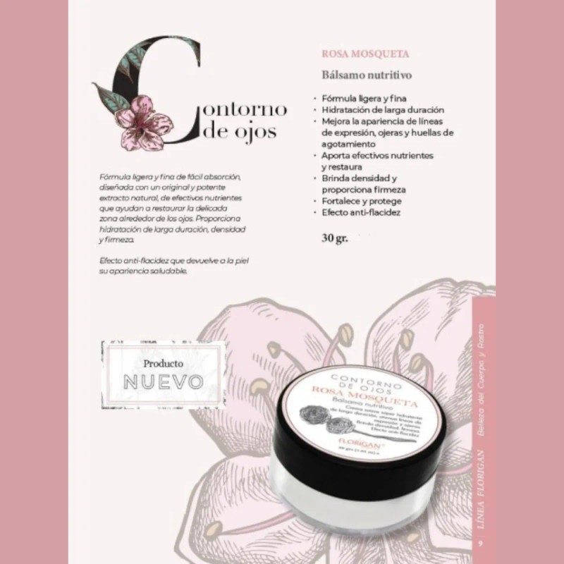 Balsamo Contorno Ojos Rosa Mosqueta Florigan 30grs Momento Aplicación Día