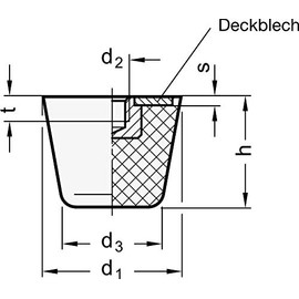 Bump Stop Diameter 19 with Internal Thread, M5, Hardness 55