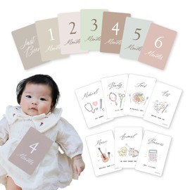 Chaol S11585 Monthly Cards (12 Piece Set, Reversible, Original Design), Baby Monthly Cards, Monthly Photo, New Born Photo, Selection, Nuance Color, Dull Color (Growth Record/Commemorative Events)