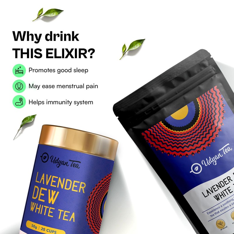 Udyan Tea Lavender Dew White Tea - 100g | Soothing