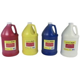 School Smart 2002804 Washable Tempera Paint Set, Grade: Kindergarten to 12, Gallons, Assorted (Pack of 4)