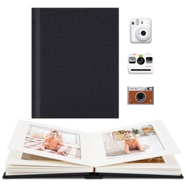 Vienrose Polaroid Photo Album with Writing Space – 2x3 Photo Album for Instax Mini & Polaroid Go, 26 Pockets Wedding Travel Scrapbook, Small Linen Album for Instant Photos, Dark Gray