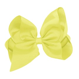 WD2U Girls 6" Classic Style Large Boutique Grosgrain Hair Bow Alligator Clip Lemon Yellow