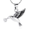 Hummingbird Cremation Jewelry Keepsake Stainless Steel Human Pet Urn Necklace