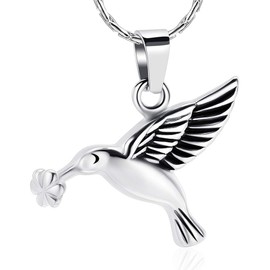 Hummingbird Cremation Jewelry Keepsake Stainless Steel Human Pet Urn Necklace for Ashes for Women Men Memorial Pendant