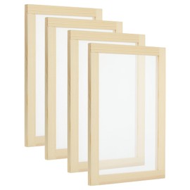 PATIKIL 13.4"x9.8" Wooden Paper Making Screen, 4 Pack Paper Making Mould Frame Papermaking Mould Deckle for DIY Paper Craft Dried Flower Handcraft, Natural Color