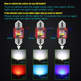 Alla Lighting Dual Color 578 212-2 LED Festoon Bulbs, White/Blue Switchback CAN-bus 41MM 211 6411 Interior Map, Dome, Door, Trunk, Glove Box Lights