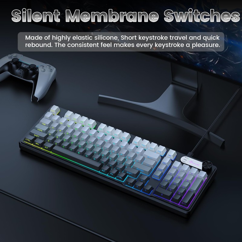 GEODMAER G98 Gaming Keyboard, 99 Keys Silent Wired Keyboard with