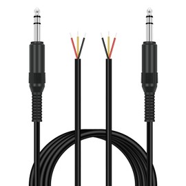 joonnair 2 x 2M TRS 3-Pin Stereo Jack Plug Replacement Cable, 3.5 mm Male to Bare Cable End, DIY Open End, with 1/8 Inch Plug for Repair of Audio Cables, Headphones