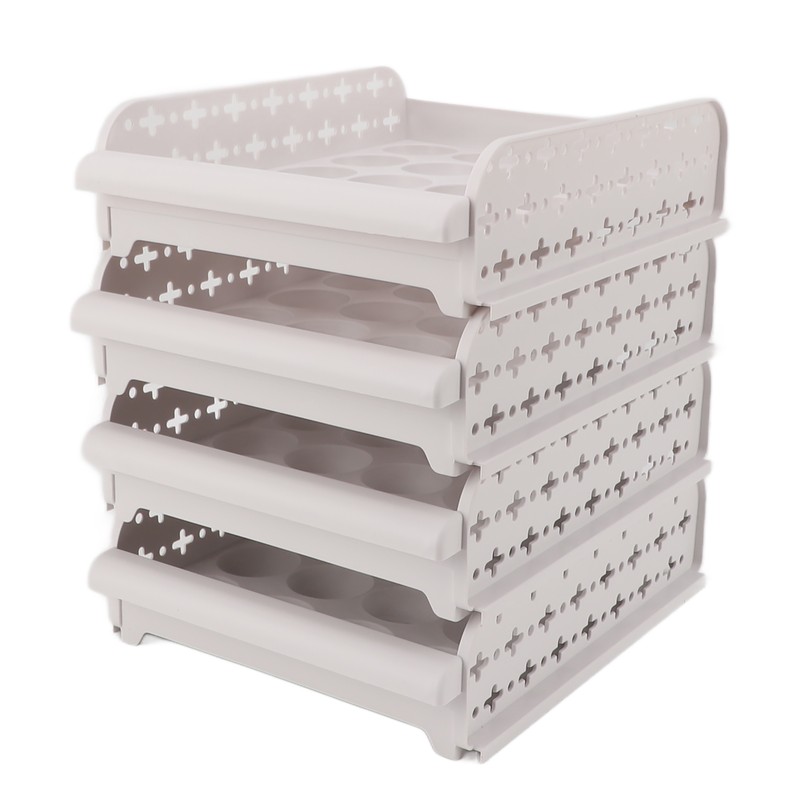 4PCS Egg Container for Refrigerator PP Stackable Shockproof Egg Drawer