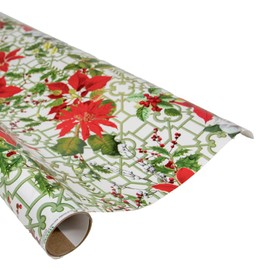 Caspari Christmas Garden White Gift Wrap - One 30" x 8' Roll