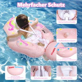 BNEHHOV Baby Swimming Ring with Sun Canopy, Removable Sun Canopy, Swimming Seat, Toddlers, Swimming Aid for Toddlers, Baby Float, Inflatable Swimming Hoop, UPF 50+, for Inflatable Children from 3-36