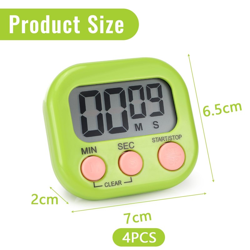 Farerkass Set of 4 Egg Timers, Digital Timer, Digital Stopwatch,