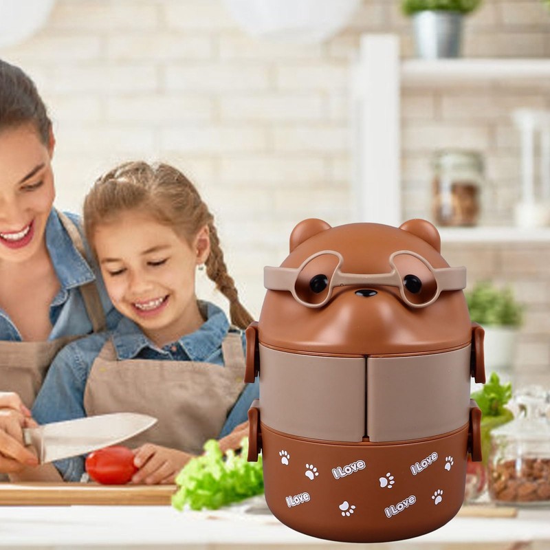 Bento Portable Lunch Box, 2 Layer Containers for School, Work,