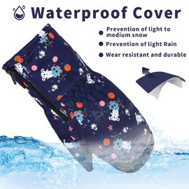 Kids Ski Mittens,Non-Slip Insulated Waterproof Outdoor Winter Cold Snow Gloves with Elastic Cuffs Zipper Warm Velvet Cloth for Girls Boys (Navy Blue, Medium)