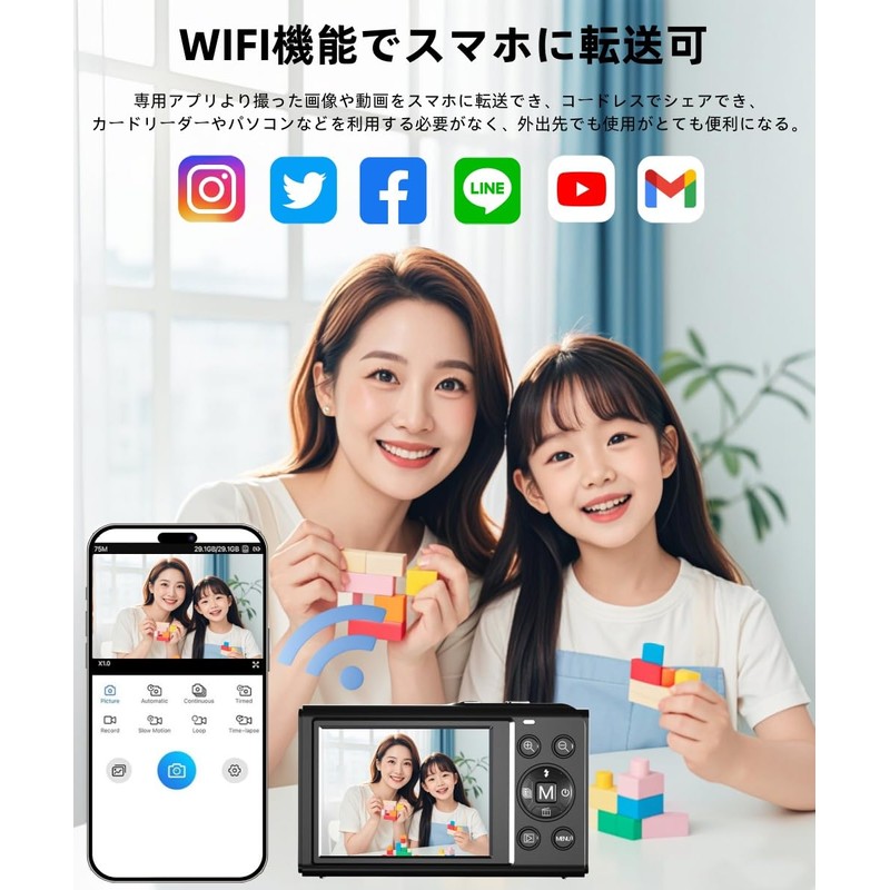 YULINJIA Digital Camera, 5K Digital Camera, Sending to Smartphones, WiFi