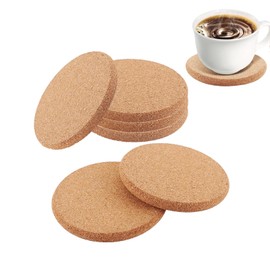 Pack of 6 Cork Trivets, 10 cm Diameter, Cork Coasters, Round, Non-Slip Coasters, Pot, Round Pot Coasters, Heat Resistant for Pots, Casserole Dish, Pans