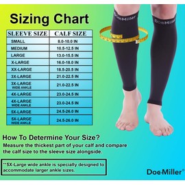 Doc Miller Calf Compression Sleeve - 1 Pair 30-40 mmHg Support Venous Insufficiency Surgery Recovery Shin Splints Varicose Veins