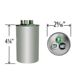 Goodman CAP050500440CT Replacement - 50 + 5 uf/Mfd 370/440 VAC AmRad Round Dual Universal Capacitor, Made in The U.S.A.