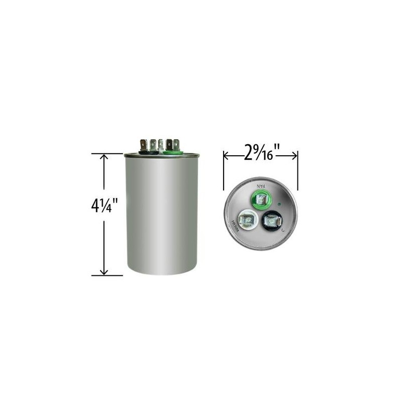 Goodman CAP050500440CT Replacement - 50 + 5 uf/Mfd 370/440 VAC