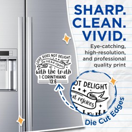 (2 Pack) Inspirational Bible Verse Magnets - Love Does Not Delight in Evil - Rejoices with The Truth - 1 Corinthians 13:6-5" On Longest Side - for Cars, Fridges, Toolboxes - Made in USA - MAG3856