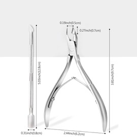 Mmaxboss Alicate para manicura y pedicura para cutículas de uñas, corta uñas, ergonómico, KIT con empujador de cuticula, limpiador, set de acero inoxidable, embellece el borde de las uñas con el