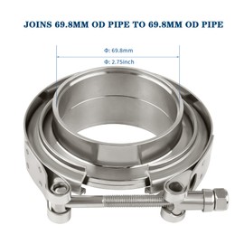 DOCAS 2 x diameter 69.8 mm (2.75 inches) V-band clamp + flanges complete stainless steel extra turbo hose, stainless steel V band clamp set, turbo exhaust system, quick release