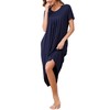 Vlazom Women's Long Nightgown Pleated Casual Nightdress Short Sleeve Soft